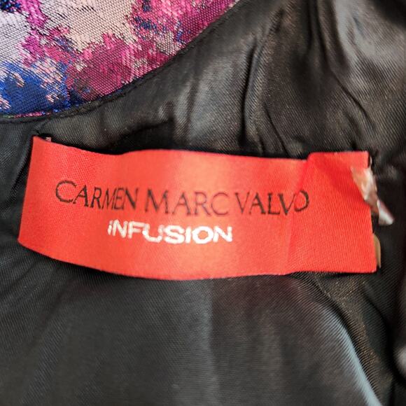 Carmen Marc Valvo Infusion Jacquard Tapestry Gown Abstract Print Size 4 - Picture 7 of 13